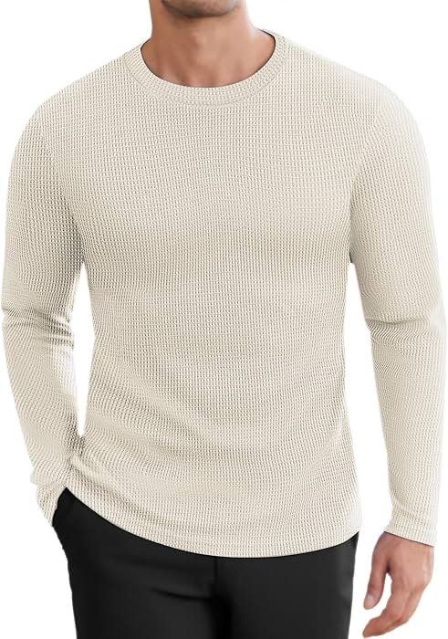 Ekouaer Men's Long Sleeve Shirts Honeycomb Waffle Pullover Sweater Crewneck Thermal Tops Lightwei... | Amazon (US)