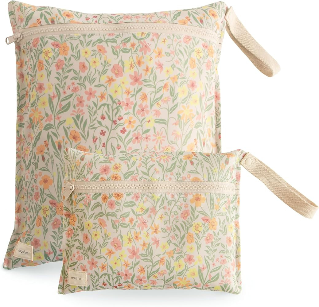 mushie Water Resistant Wet Bags for Baby Items, Pastel Blooms | Amazon (US)