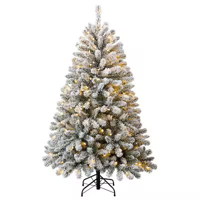 Holiday Living 5-ft Flocked Bristen Spruce Pre-lit LED Artificial Christmas Tree | Lowe's