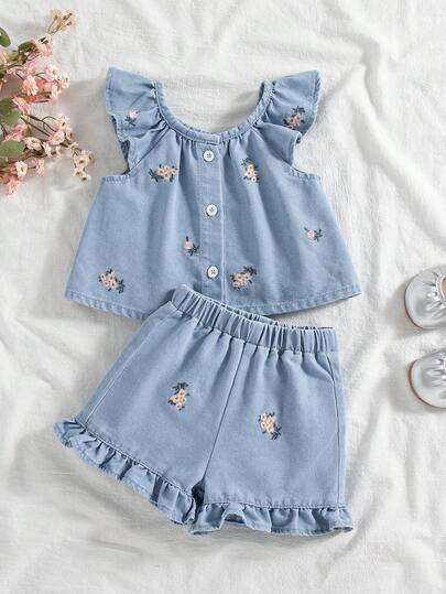 Vintaside Kids Baby Girls' 2-Piece Summer Set, Charming & Cute French Countryside Style, Cap Slee... | SHEIN