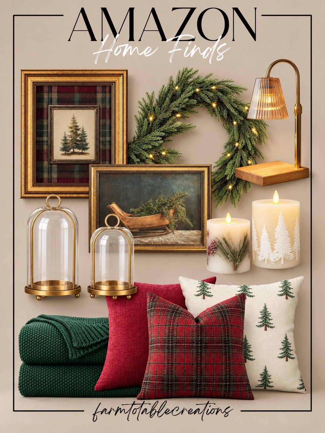 Amazon Classic Christmas Home Finds 🎄✨

These Amazon Christmas home finds are such a beautiful mix of traditional holiday charm and cozy, collected style. The evergreen wreath, vintage-inspired artwork, warm brass accents, soft candlelight, plaid pillows, and rich green throw create that timeless Christmas look that feels warm without being overly themed.

I especially love how the red, green, cream, and antique gold all work together. These pieces would be gorgeous in a living room, entryway, reading nook, or layered into your existing Christmas decor for an easy seasonal refresh.

Follow @farmtotablecreations on Instagram for more cozy home finds and trending decor.

#LTKHome #AmazonHome #AmazonFinds #AmazonChristmas #ChristmasDecor #HolidayDecor #TraditionalChristmas #ClassicChristmas #CozyChristmas #ChristmasPillows #ChristmasWreath #HolidayHome #VintageChristmas #ChristmasInspo #CozyHome

#LTKSeasonal #LTKHome