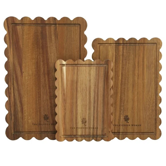 The Pioneer Woman 3-Piece Acacia Wood Scalloped Cutting Boards | Walmart (US)
