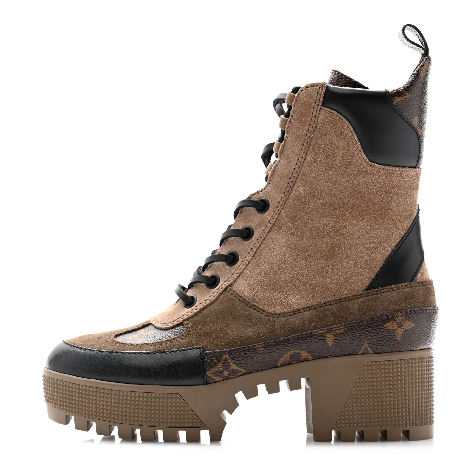 Suede Calfskin Monogram Laureate Platform Desert Boots 35 Taupe | FASHIONPHILE (US)