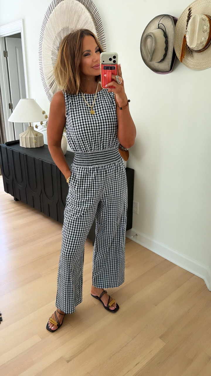 amazon gingham jumpsuit, i’m wearing a medium ♥️

#LTKootd #LTKmorningroutine #LTKSaleAlert