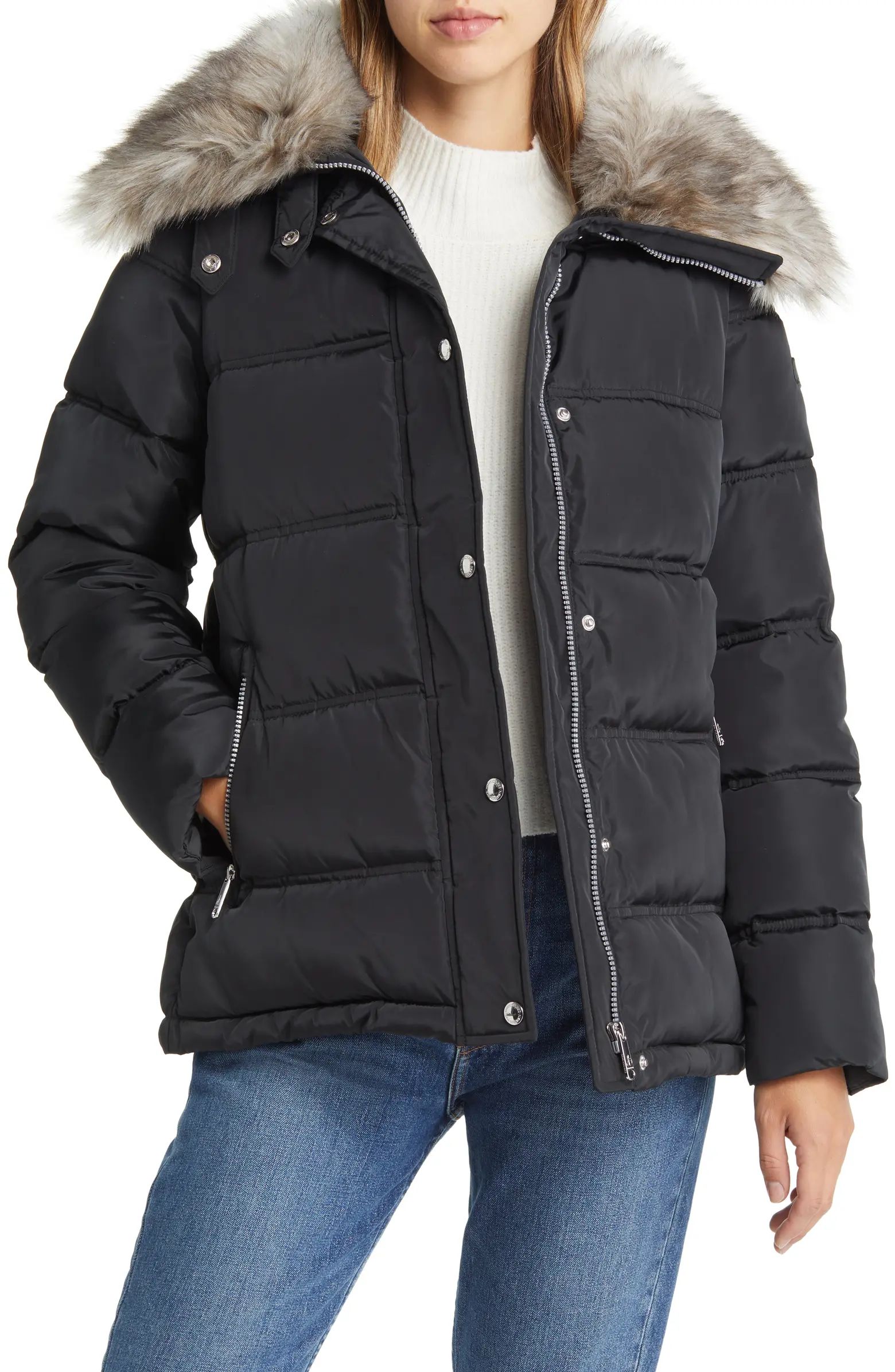 Water Repellent Puffer Coat with Removable Faux Fur Collar | Nordstrom