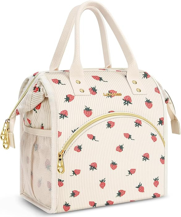 LOKASS Lunch Bag for Women, Insulated Lunch Box, 12L Large Capacity Wide Open Lunch Tote, Corduro... | Amazon (US)