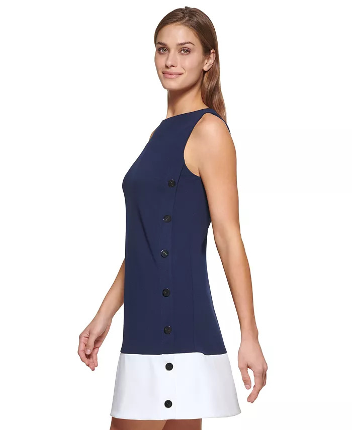 Women's Colorblock Button Sleeveless Shift Dress | Macy's
