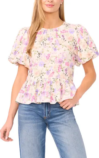 Floral Shirred Neck Top | Nordstrom