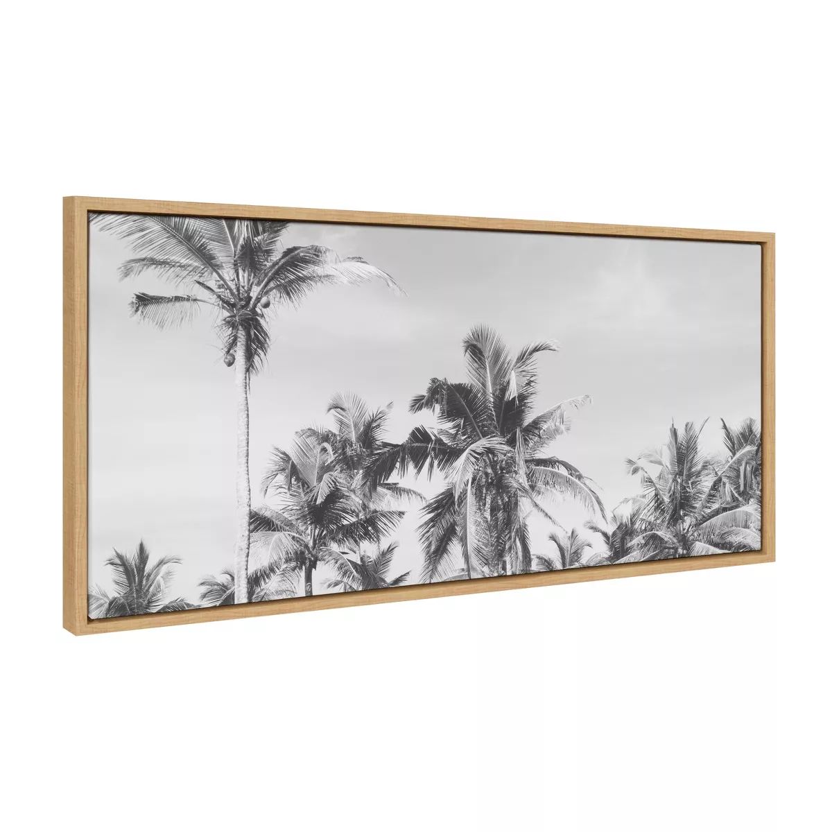18" x 40" Sylvie Coastal Palm Tree Beach BW Frame Canvas by Creative Bunch Natural - Kate & Laure... | Target