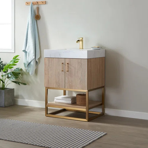Annice 24'' Free Standing Single Bathroom Vanity with Stone Top | Wayfair North America