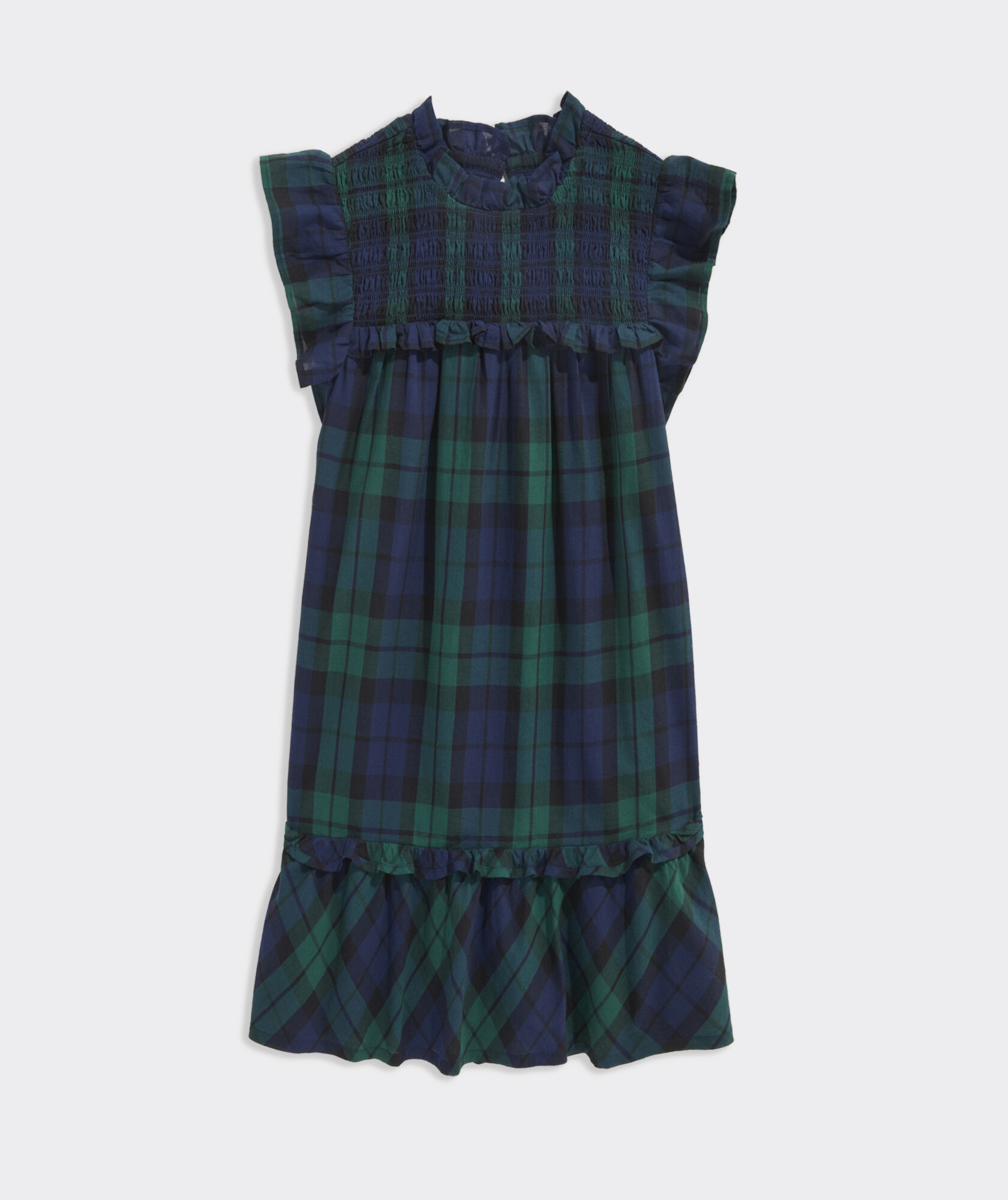 Girls' Blackwatch Smocked Ruffle Dress | vineyard vines