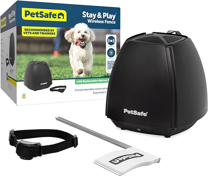 PetSafe Stay & Play Wireless Pet Fence & Replaceable Battery Collar - Circular Boundary Secures u... | Amazon (US)