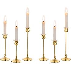 Nuptio Candlestick Holders Metal Gold - 2 Sets/6 Pcs Candle Holder for Taper Candles & Candle Sti... | Amazon (US)
