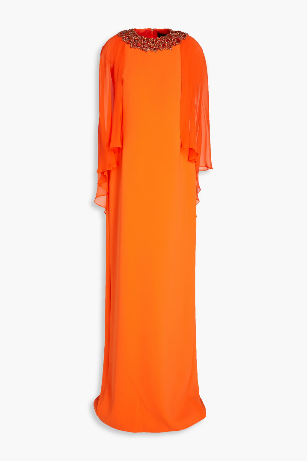 Cape-effect chiffon and crepe gown | The Outnet (US and CA)