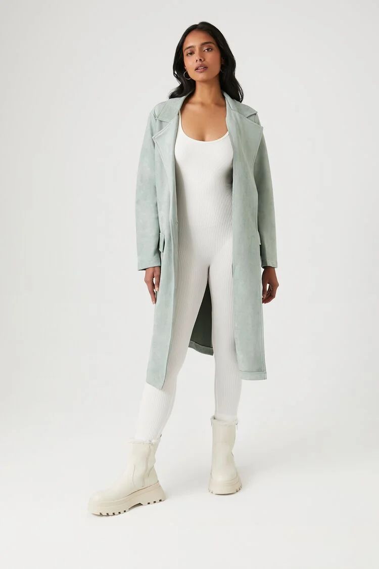Faux Suede Longline Trench Coat | Forever 21 | Forever 21 (US)