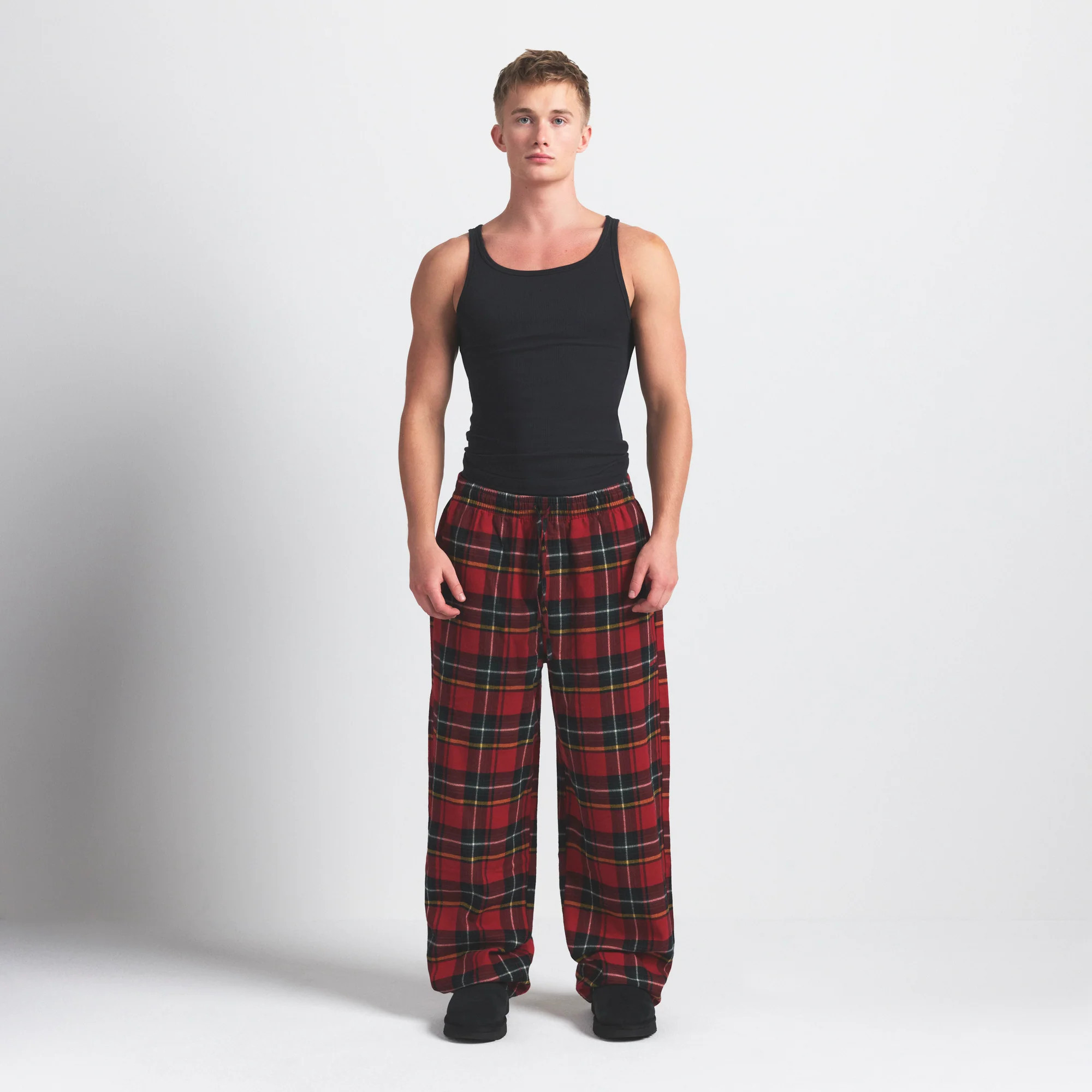 SKIMS Flannel Sleep Mens Pants Red Holiday Plaid | XS | SKIMS (US)