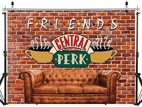SJOLOON Friends Central Perk Theme Backdrop Red Brick Wall Retro Pub Sofa and Coffee for 80s 90s ... | Amazon (US)
