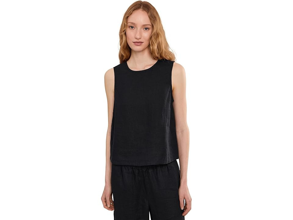 Madewell Embroidered Shell Top in 100% Linen Women's Clothing Jet Black 1: XS (Women's 00-0) | Zappos.com