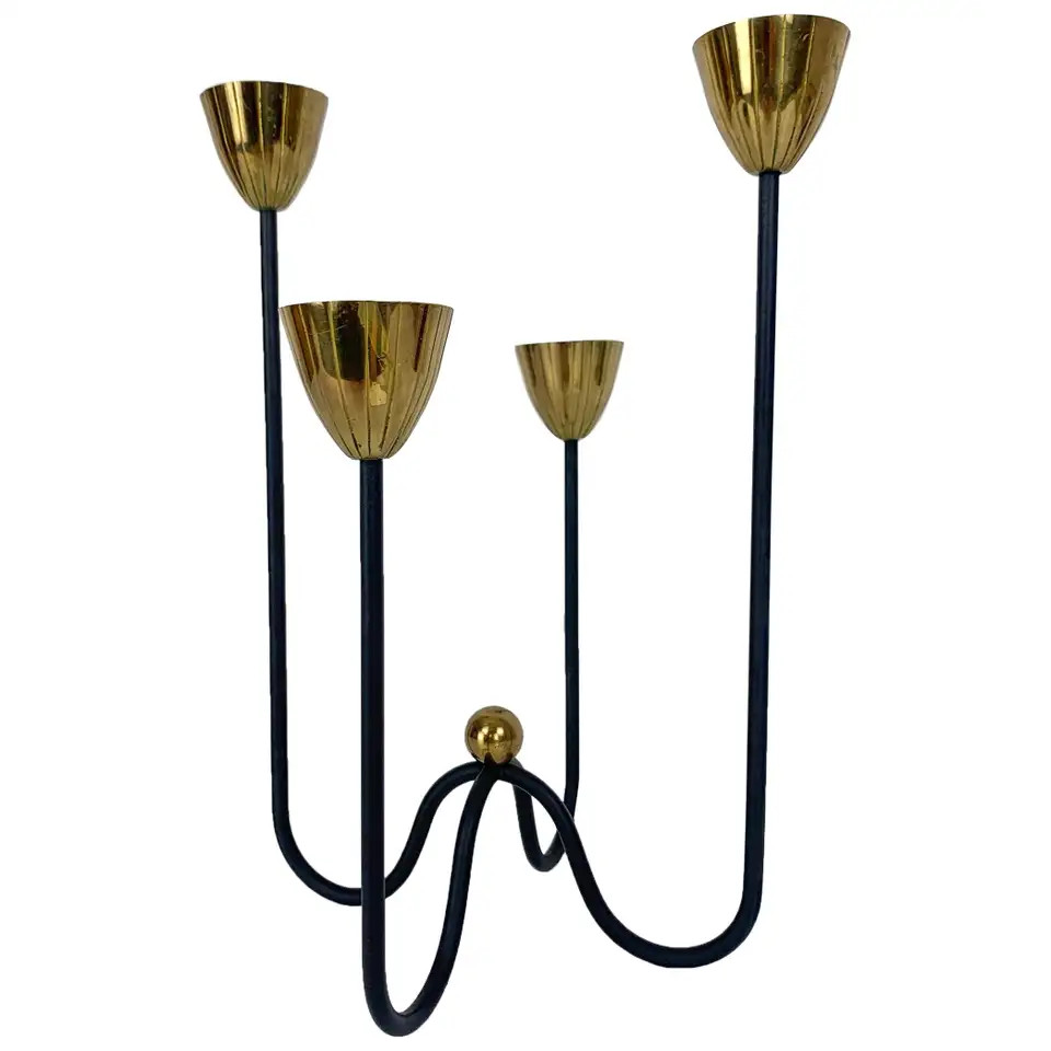 Mid-Century Candelabra in Brass & Metal Gunnar Ander Ystad Metall Sweden | 1stDibs