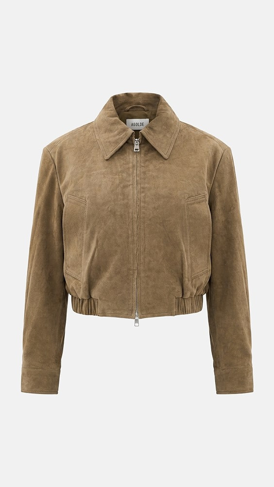AGOLDE Nahla Cropped Goatskin Suede Jacket Canopy L | Shopbop