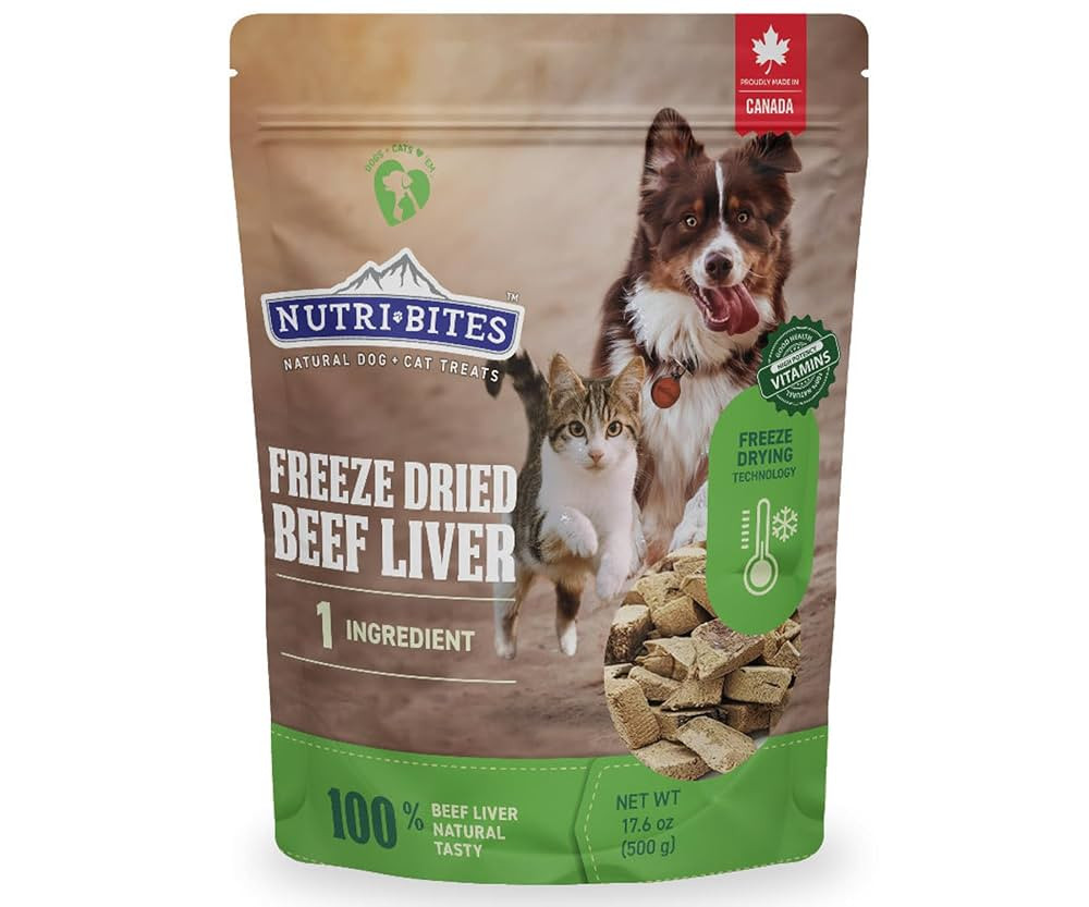 Nutri Bites Freeze Dried Beef Liver Dog & Cat Treats | Healthy Pet Training Treats or Food Topper... | Amazon (US)