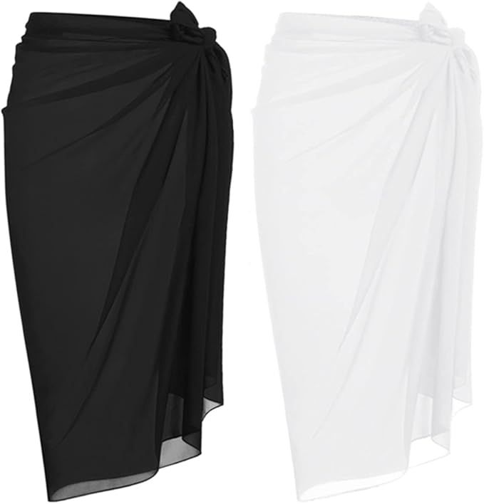 Ekouaer Sarong Swimsuit Coverup for Women Chiffon Beach Tie Wrap Skirt Long Bikini Sheer Scarf Ba... | Amazon (US)