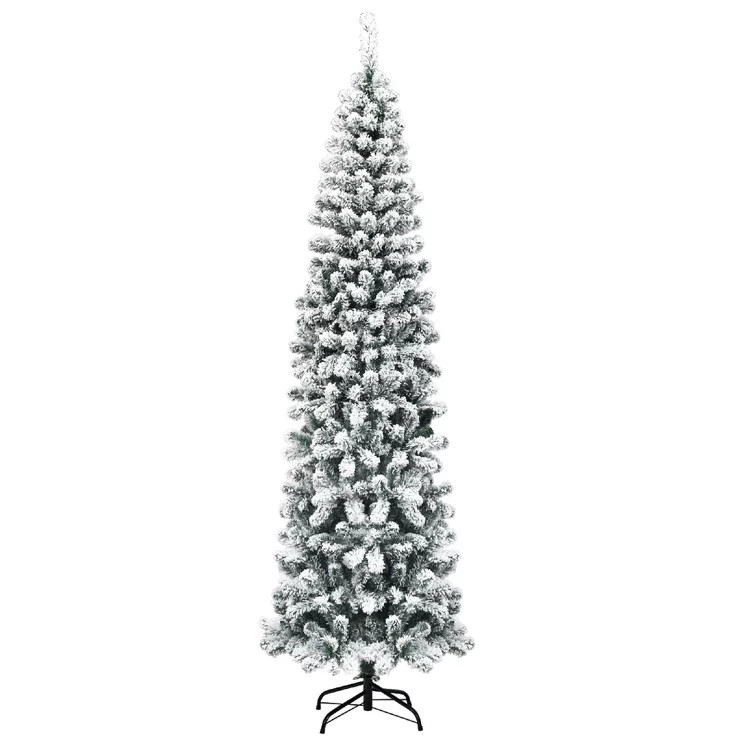 Costway 7.5Ft Unlit Hinged Snow Flocked Artificial Pencil Christmas Tree w/ 641 Tips | Target