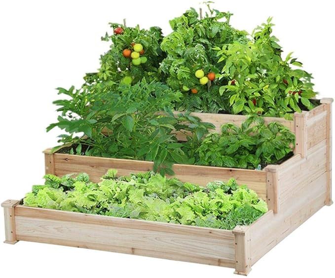YAHEETECH 3 Tier Raised Garden Bed Wooden Elevated Garden Bed Kit for Vegetables Outdoor Indoor S... | Amazon (US)