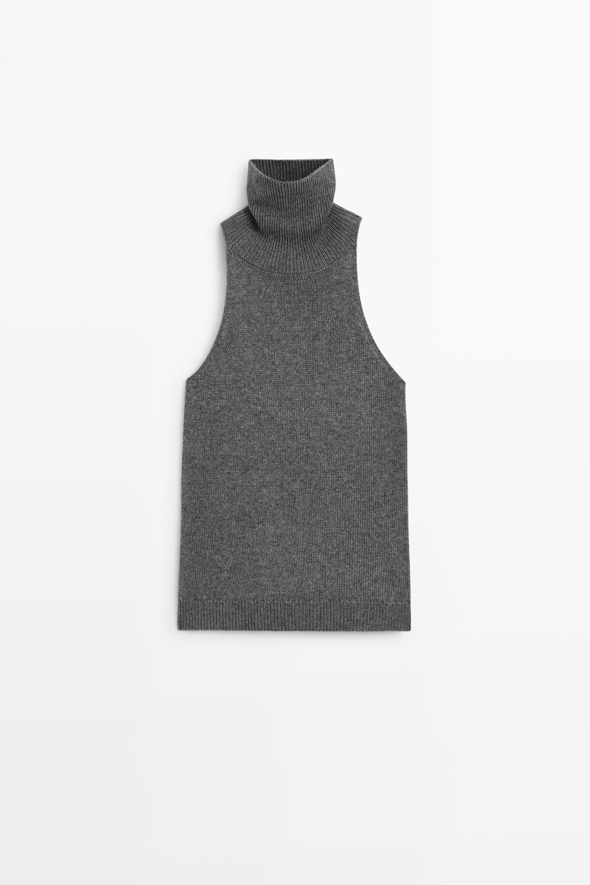 Halter neck knit top - GREY | Massimo Dutti US