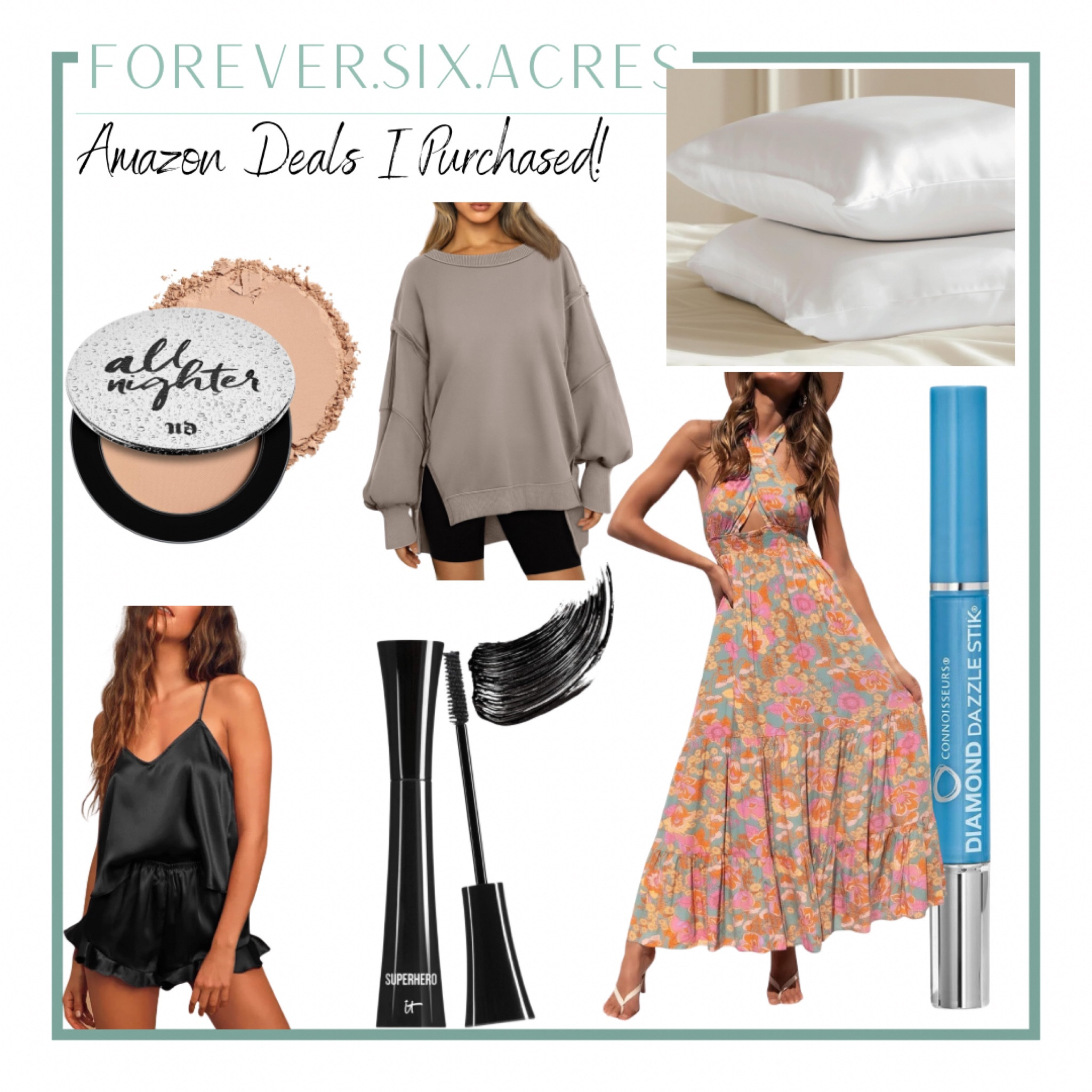 Amazon deals I purchased! Vacation dress, satin pjs, mascara, make up, setting powder, comfy sweatshirt, oversized, satin silk pillow cases, ring cleaner 

#LTKBeauty #LTKMidsize #LTKSaleAlert