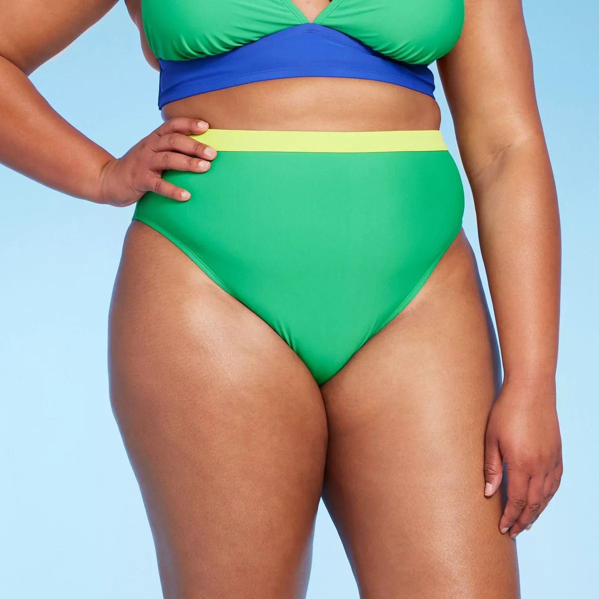 Women's Medium Coverage High Waist High Leg Bikini Bottom - Wild Fable™ Green | Target