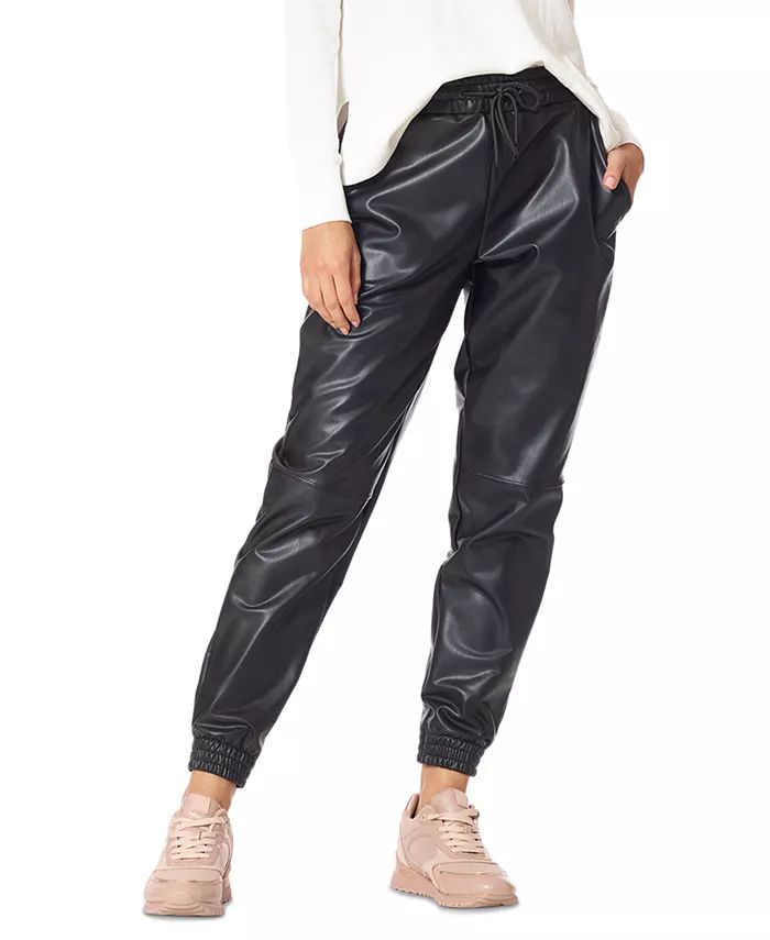 Hue Women's High-Rise Faux-Leather Jogger Pants - Macy's | Macy's