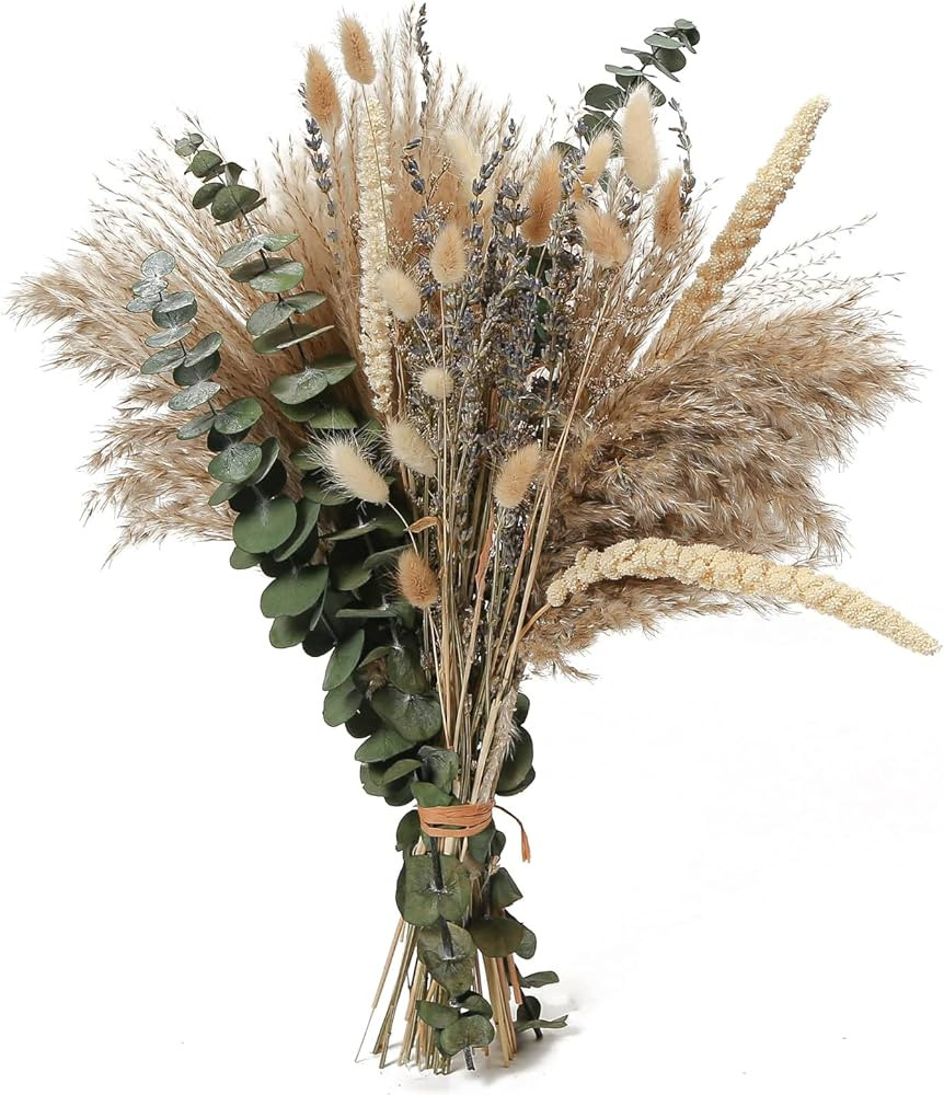 Dried Flowers Bouquet, 17" Dried Pampas Grass Decor Inc Lavender Eucalyptus DIY Floral Arrangemen... | Amazon (US)