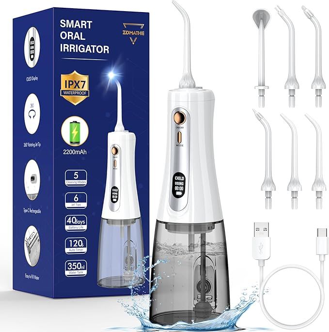 350ML Powerful Water Picks for Teeth Cleaning and Flossing, OLED Display Electric Cordless Water ... | Amazon (US)