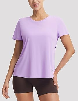 baleaf Women's Open Back Workout Top Short Sleeve Athletic Shirt UPF50+ Quick Dry Lightweight Run... | Amazon (US)