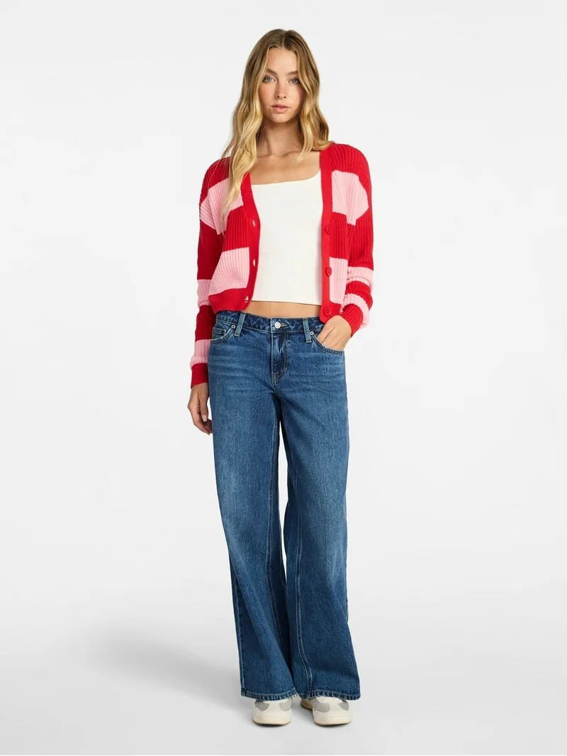 No Boundaries Cropped Knit Cardigan, Women's XXS-XXL | Walmart (US)