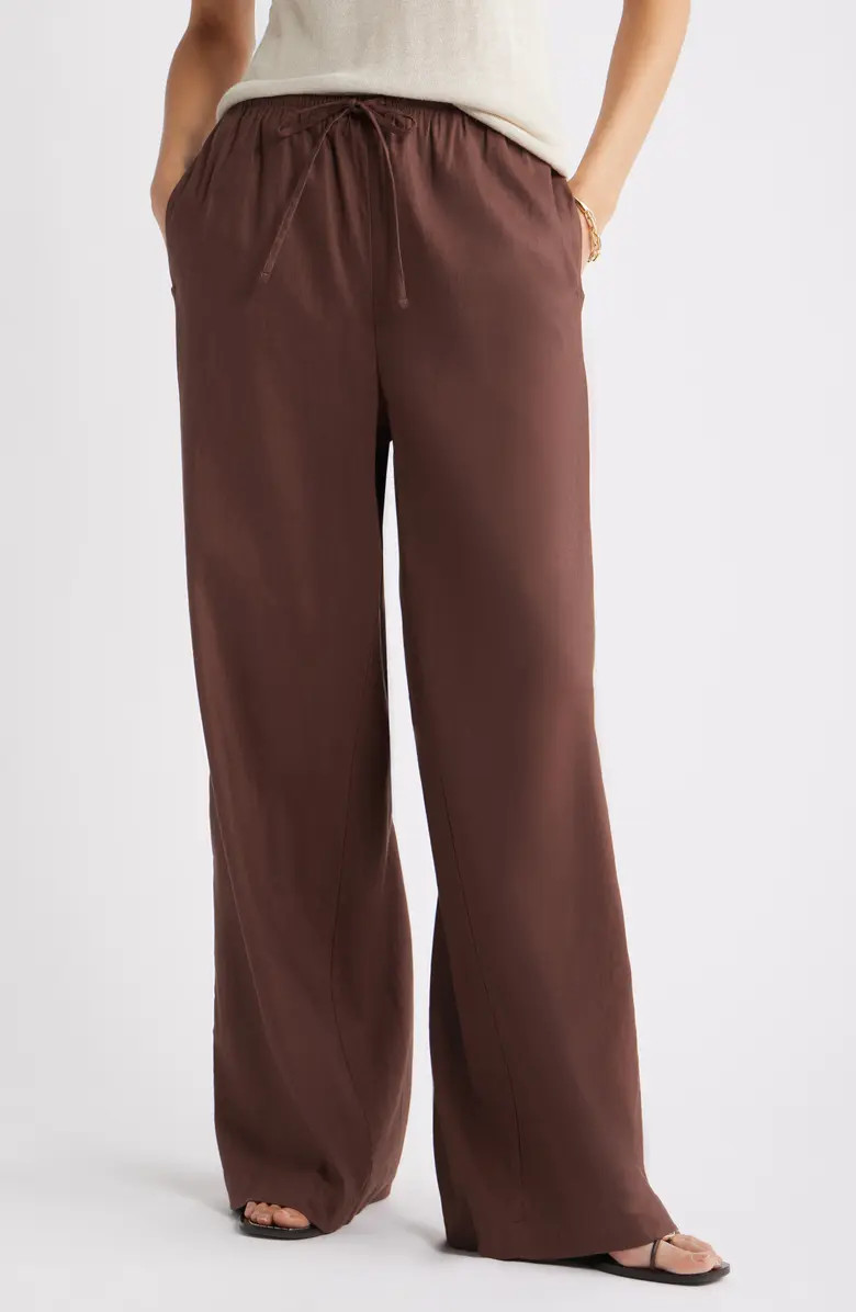 Linen Blend Drawstring Pants | Nordstrom