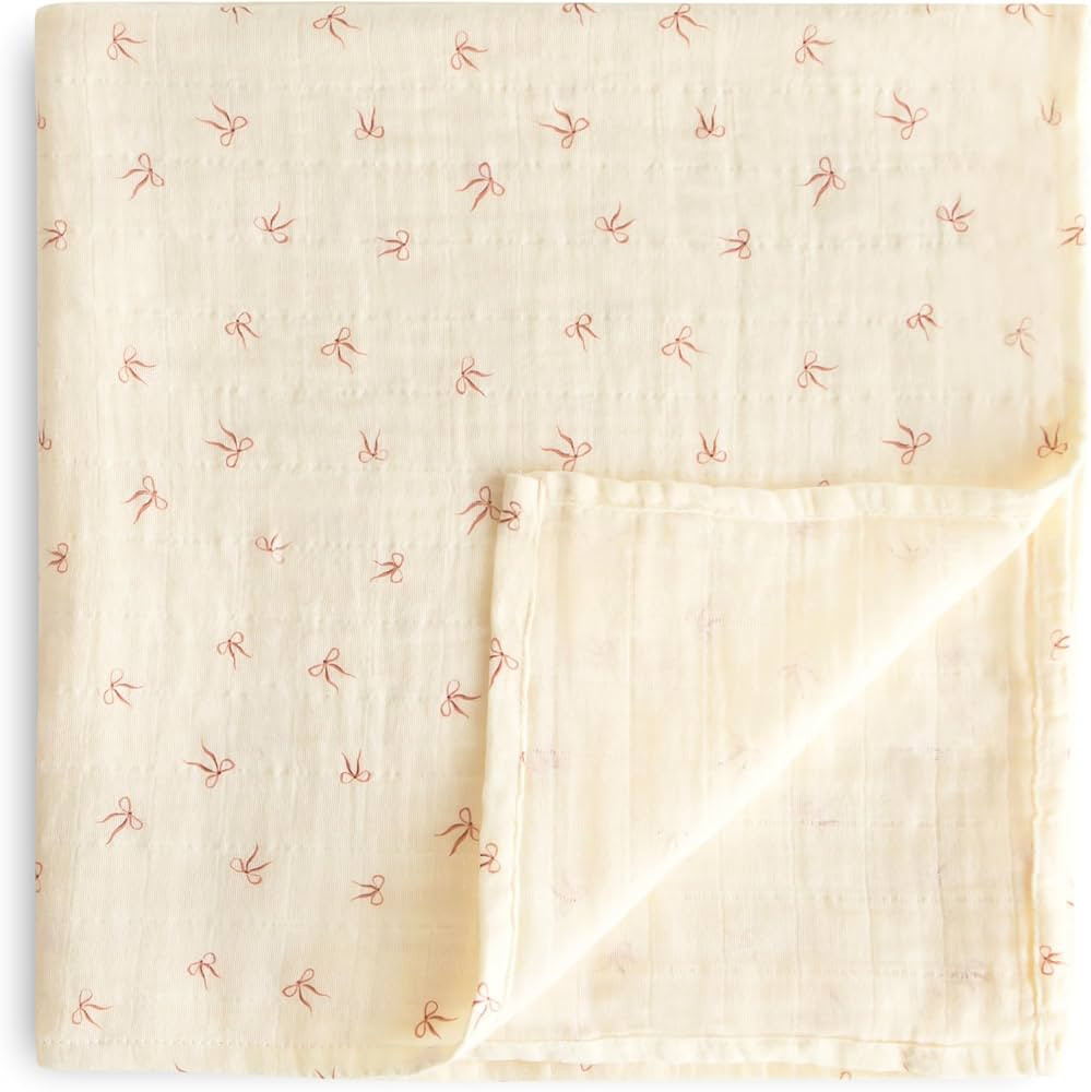 mushie Muslin Baby Swaddle Blanket | 100% Organic Cotton (Bows) | Amazon (US)