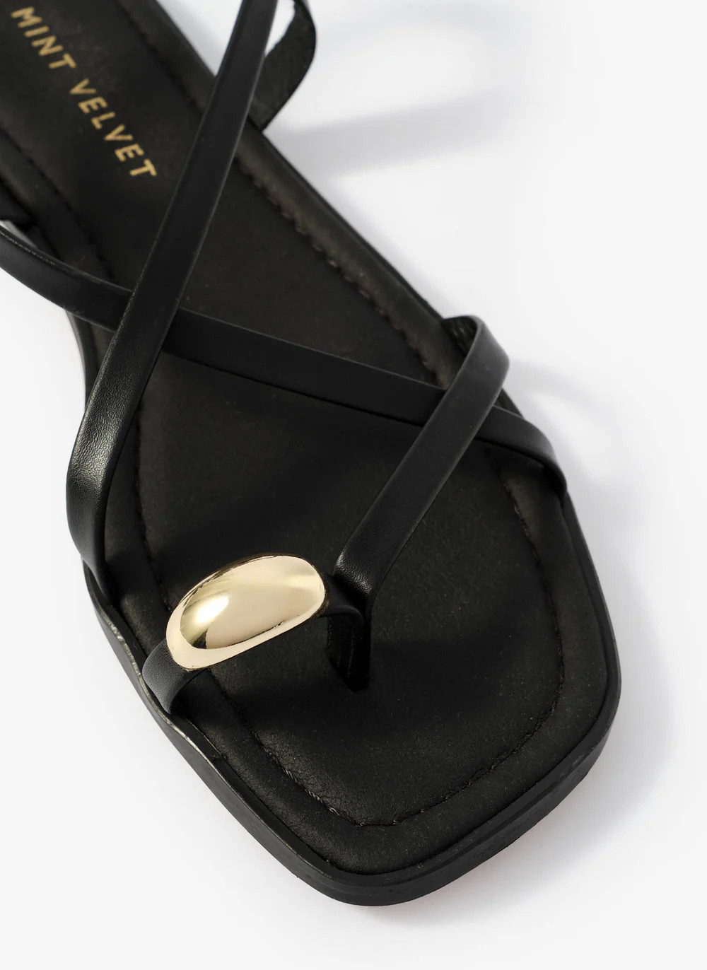 Sofia Black Leather Strappy Sandals | Mint Velvet
