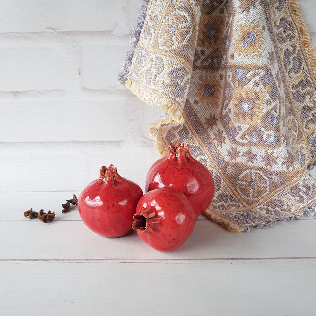Ceramic Pomegranate Handmade Ceramic Fruit Sculpture Figurine - Etsy | Etsy (US)