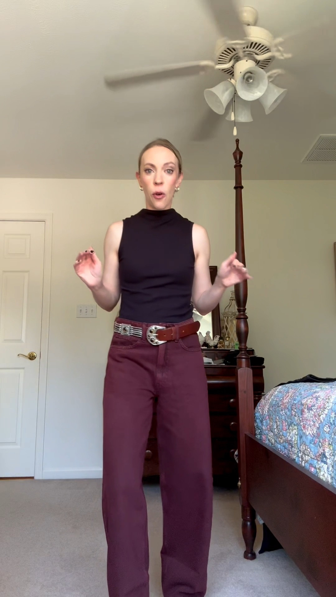 Burgundy jeans under $40! I sized up to a 4. Wear these with chocolate, tan, camel, gray or even a blue denim shirt!

#LTKSaleAlert #LTKOver40 #LTKootd