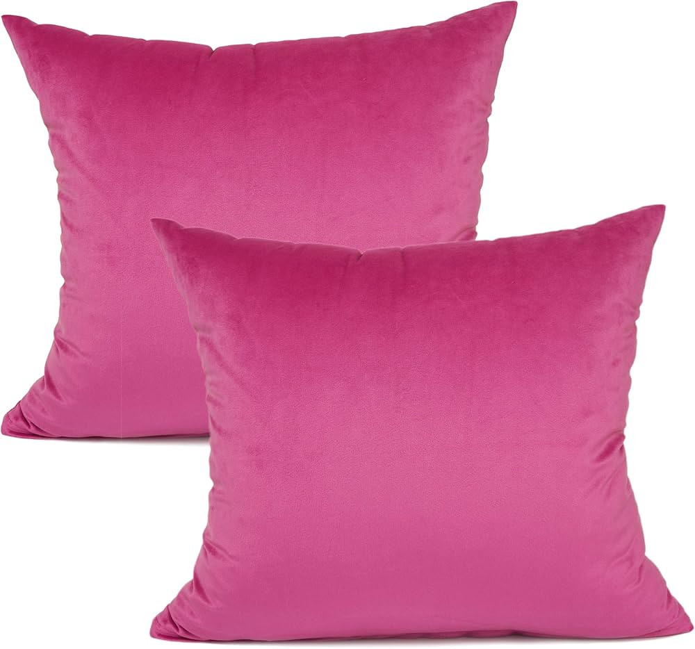 YOUR SMILE Pack of 2 Velvet Pure Color Pillow Covers Decorative Square Pillowcase Soft Solid Cush... | Amazon (US)