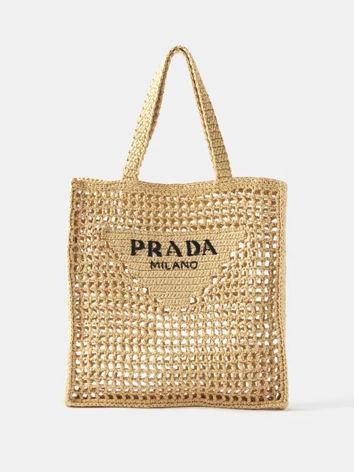 Prada - Logo-woven Raffia Tote Bag - Womens - Beige | Matches (UK)