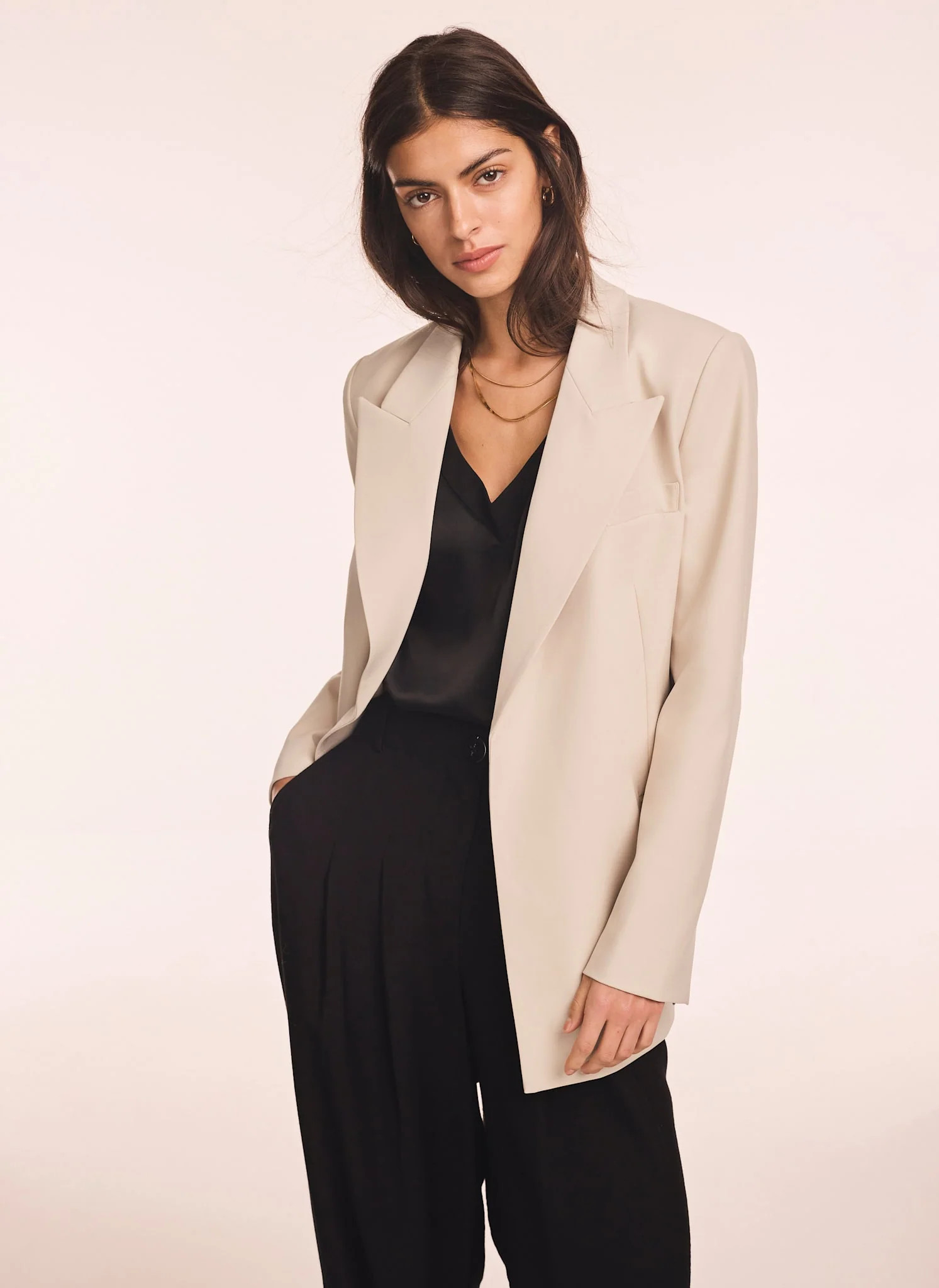 Neutral Longline Blazer | Mint Velvet
