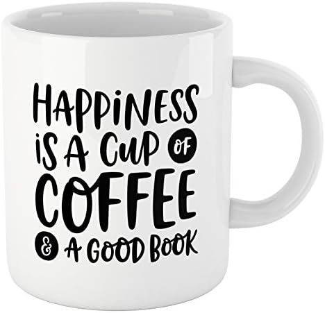 Book Lovers Reading Mug, BW Quote - Happiness is A Cup of Coffee & A Good Book - Bookworm Gifts, ... | Amazon (US)
