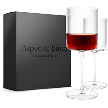 Aspen & Birch | Modern Wine Glasses Set of 6 | Red Wine Glasses or White Wine Glasses | 100% Lead... | Amazon (US)