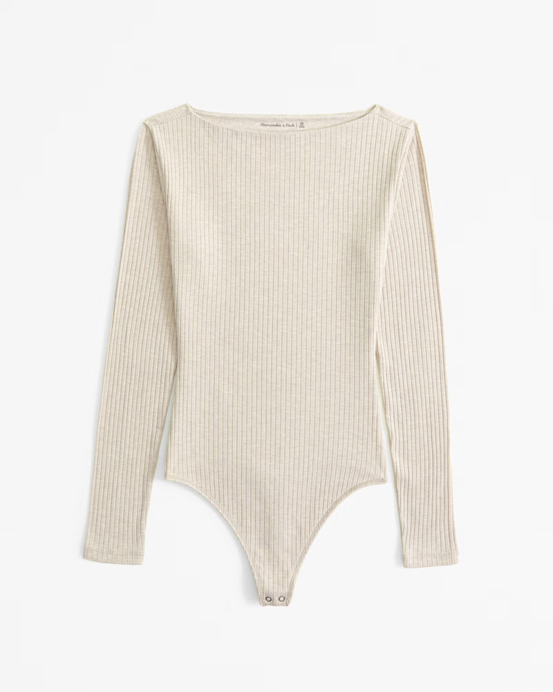 Long-Sleeve Wide Rib Slash Bodysuit | Abercrombie & Fitch (US)