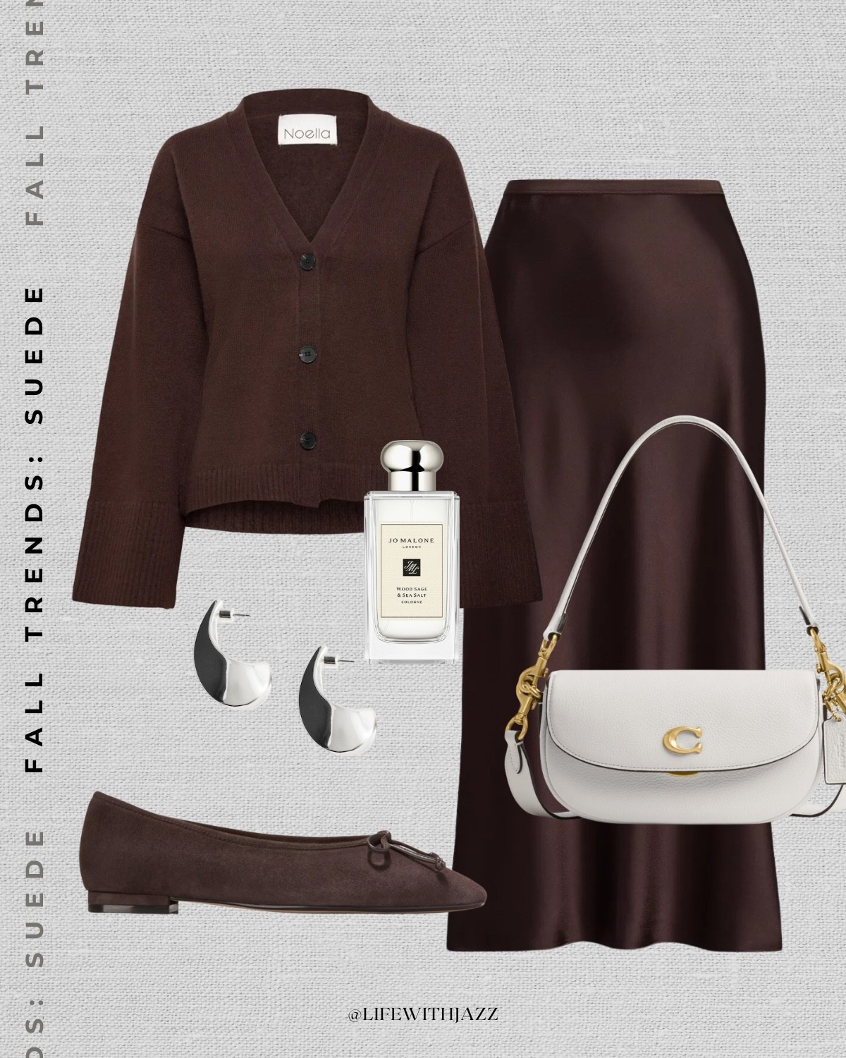 Fall outfit styling suede 

Elevated style / fall outfit inspo / chocolate brown cardigan / midi skirt / ballets flats / coach purse / Jo Malone / dressy outfit / elegant style / dinner outfit 

#LTKStyleTip #LTKSeasonal