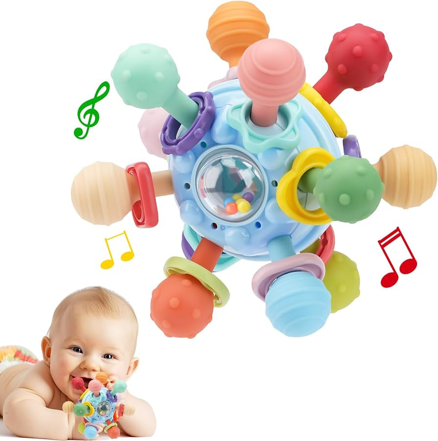 Baby Montessori Teething Toys for 0-6 6-12 Months, Food Grade Teether Sensory Toys for Babies 0 3... | Amazon (US)