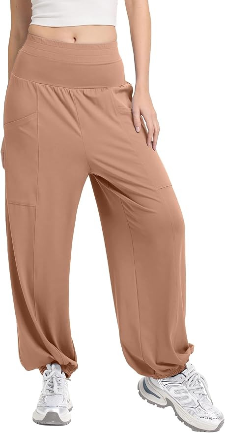 Women's Harem Pants, High Waist Boho Palazzo Trousers with Front Pockets Summer Hippie Pants 2025 | Amazon (US)